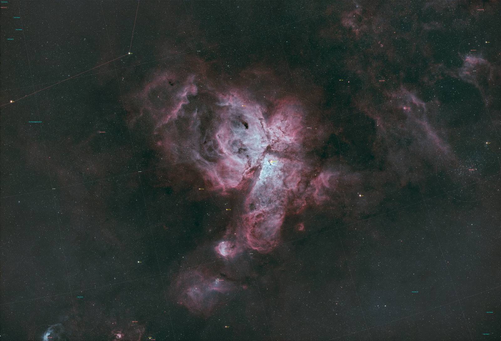 Annotated image for η Car Nebula
