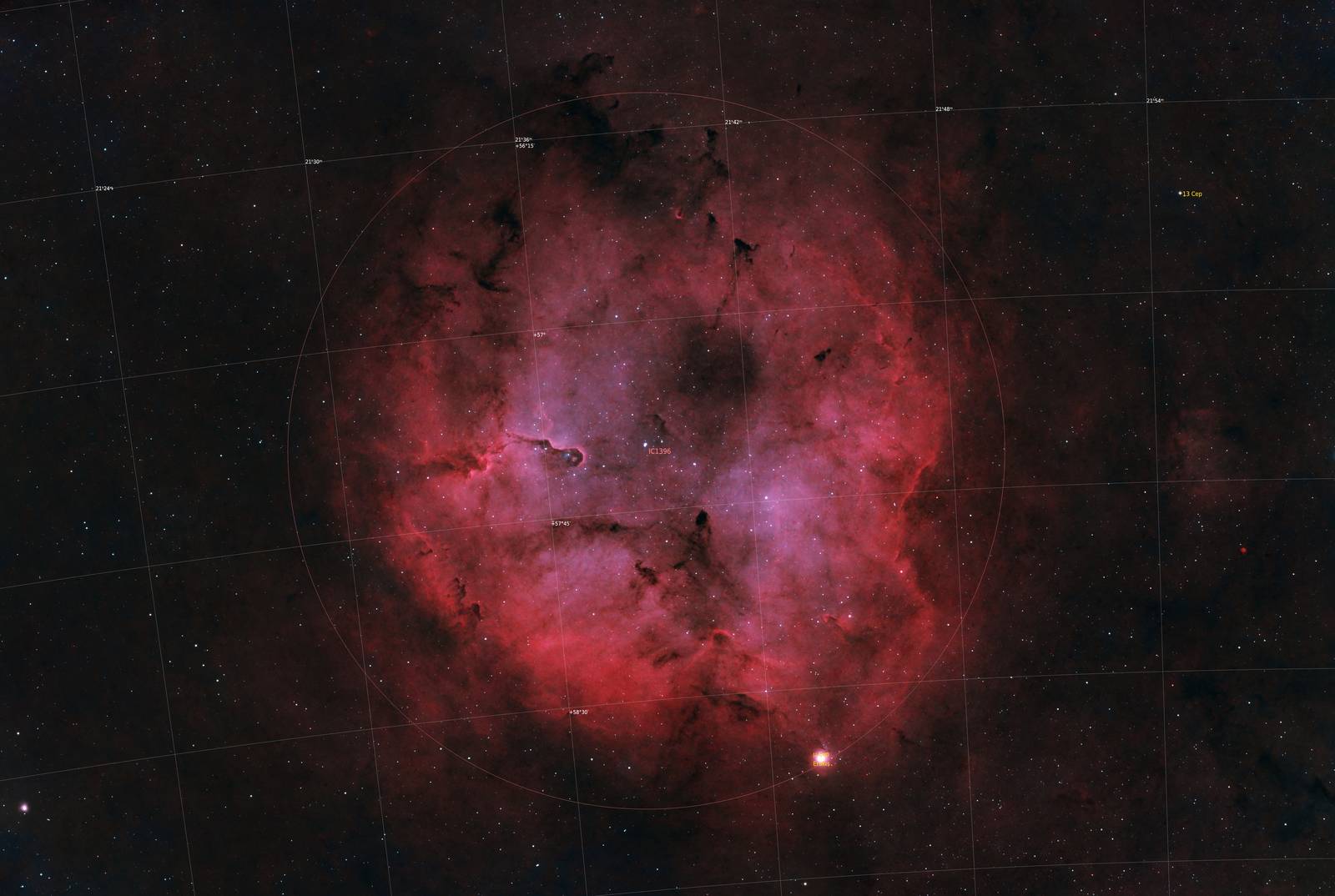 Annotated image for Elephant's Trunk Nebula
